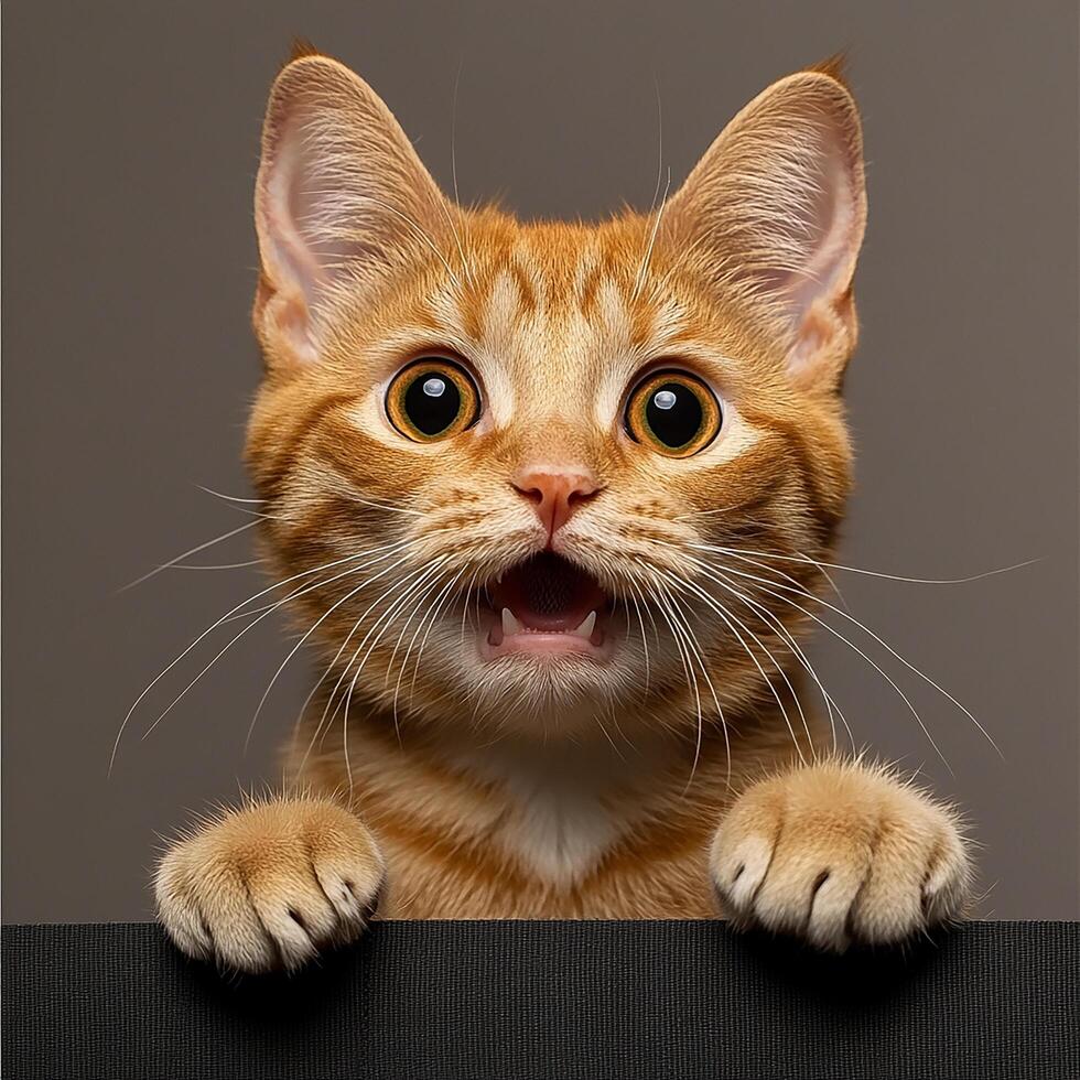 A cat is looking up at the camera photo