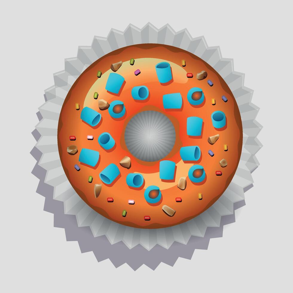 round sweet donut doughnut on paper napkin isolated on white background vector