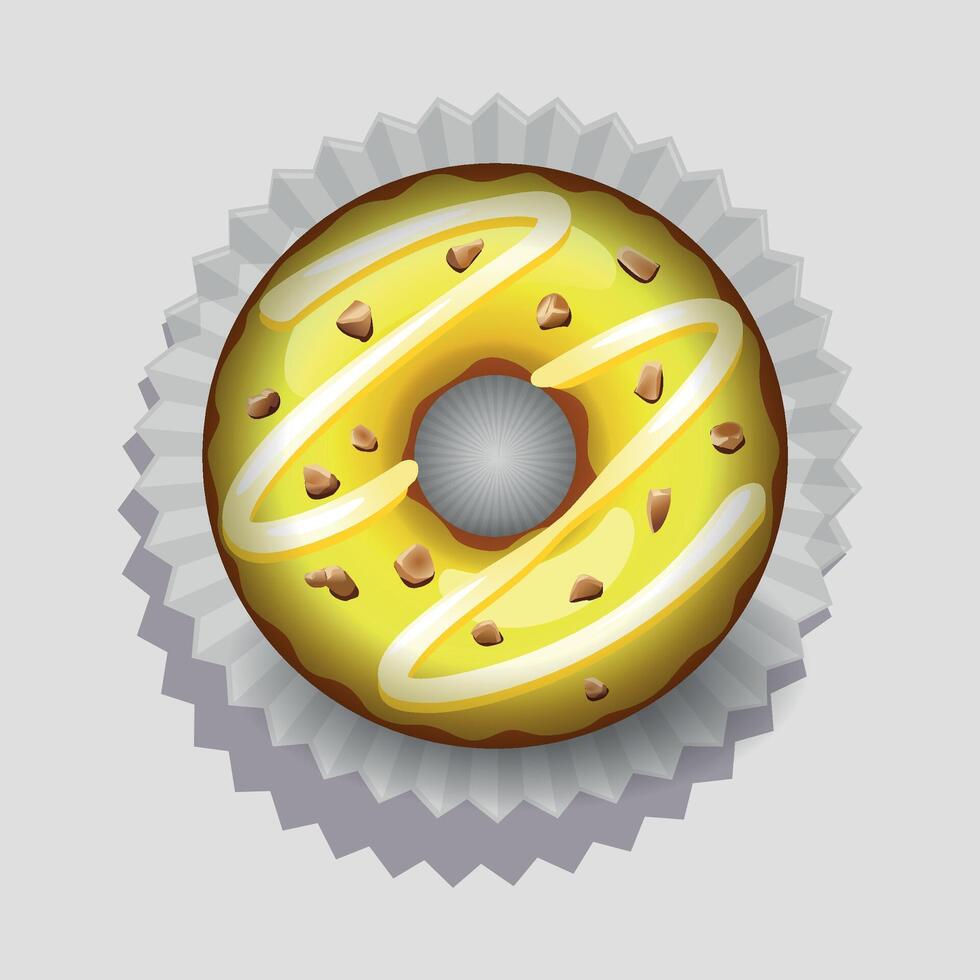 sweet chocolate donut doughnut on paper napkin on white background vector