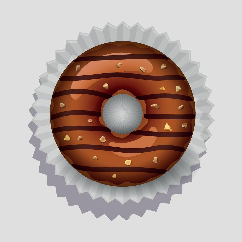 round sweet donut doughnut on paper napkin on white background vector