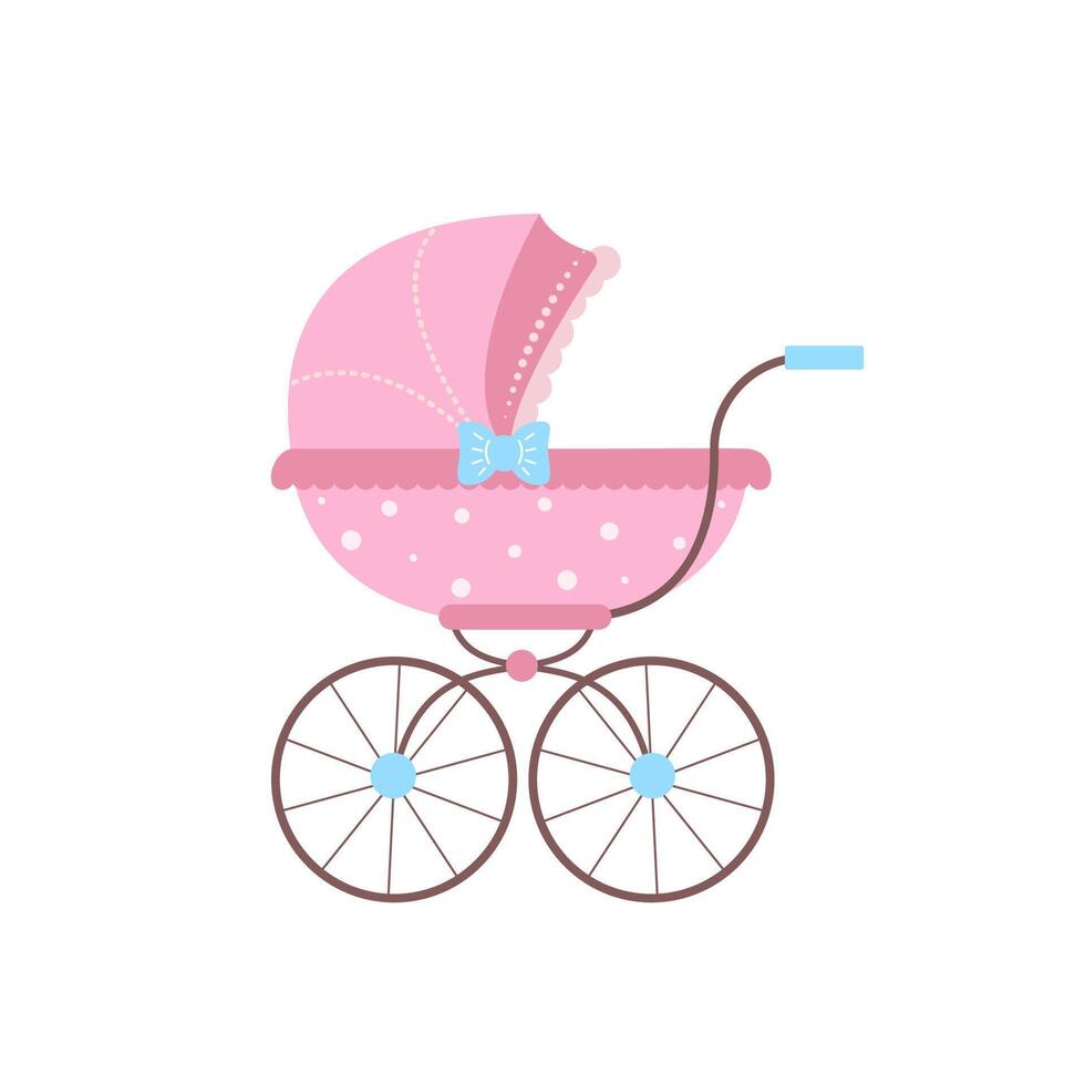 Baby carriage in pastel pink vector