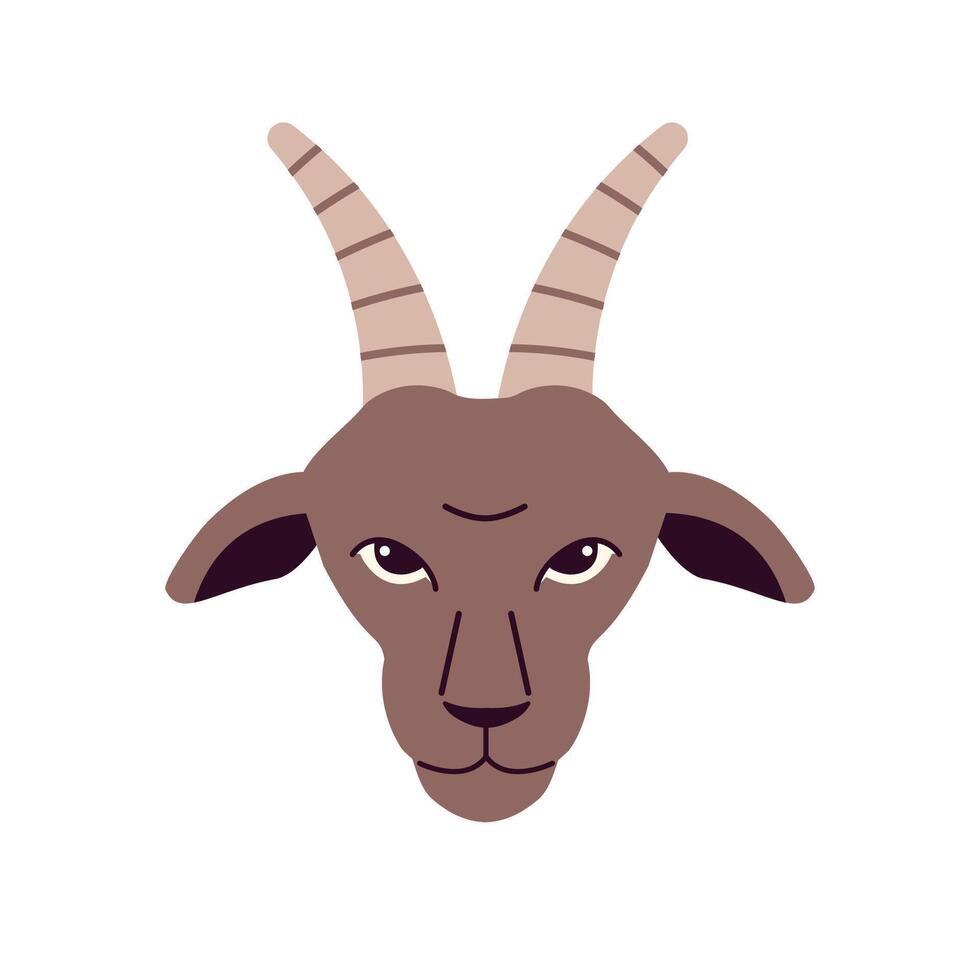 Head of goat in flat style on white background. vector