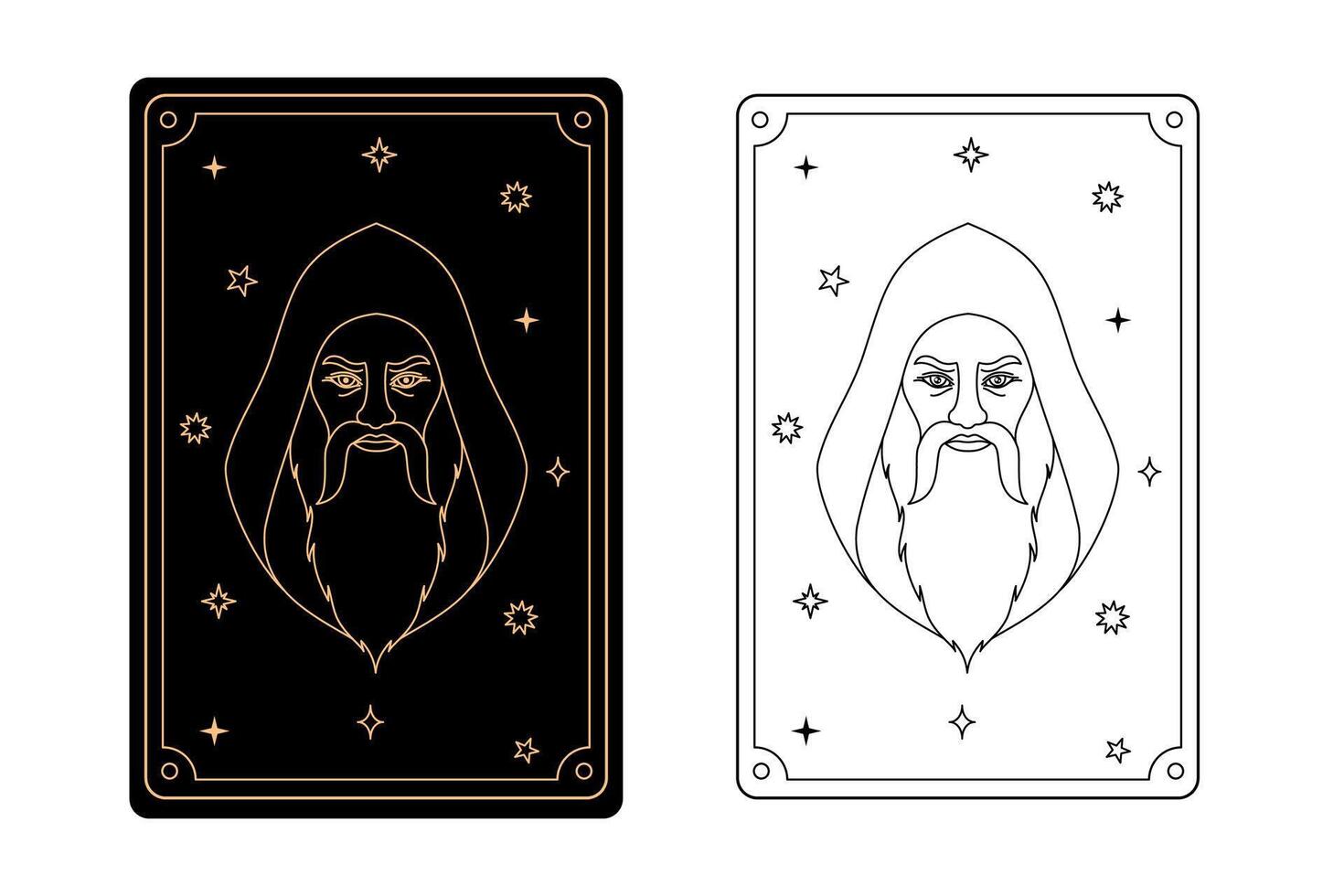 Tarot card hermit. The major arcana of a deck of cards. vector