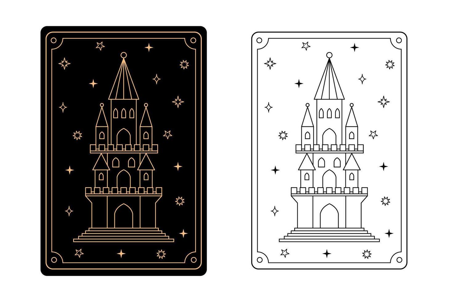 Tarot card tower. The major arcana of a deck of cards. vector