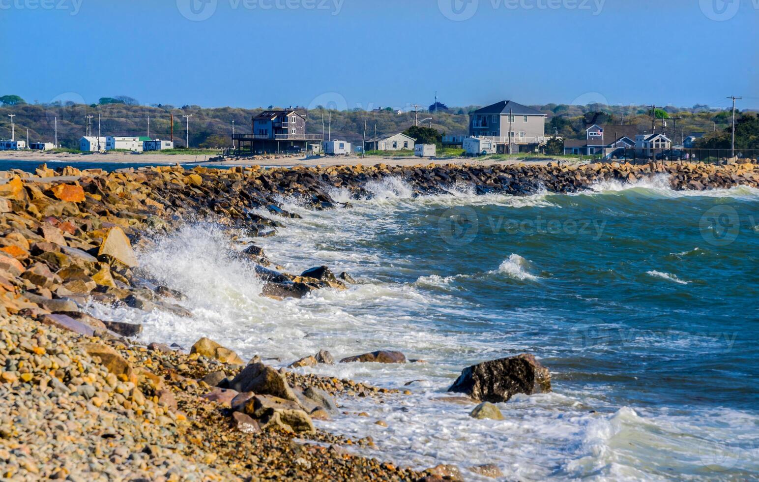 Massachusetts, USA, 2024 - Wave Crash Stony Beach Westport Point photo