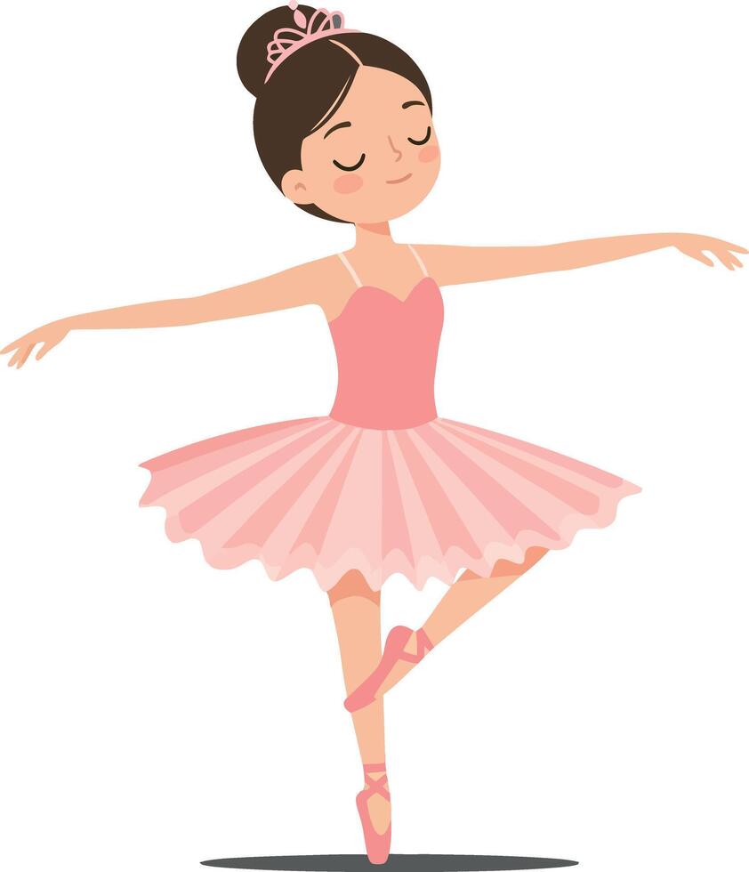 A young ballet dancer gracefully performing an elegant pose in a pink tutu with a minimal flat design style showcasing joy and artistry in art vector