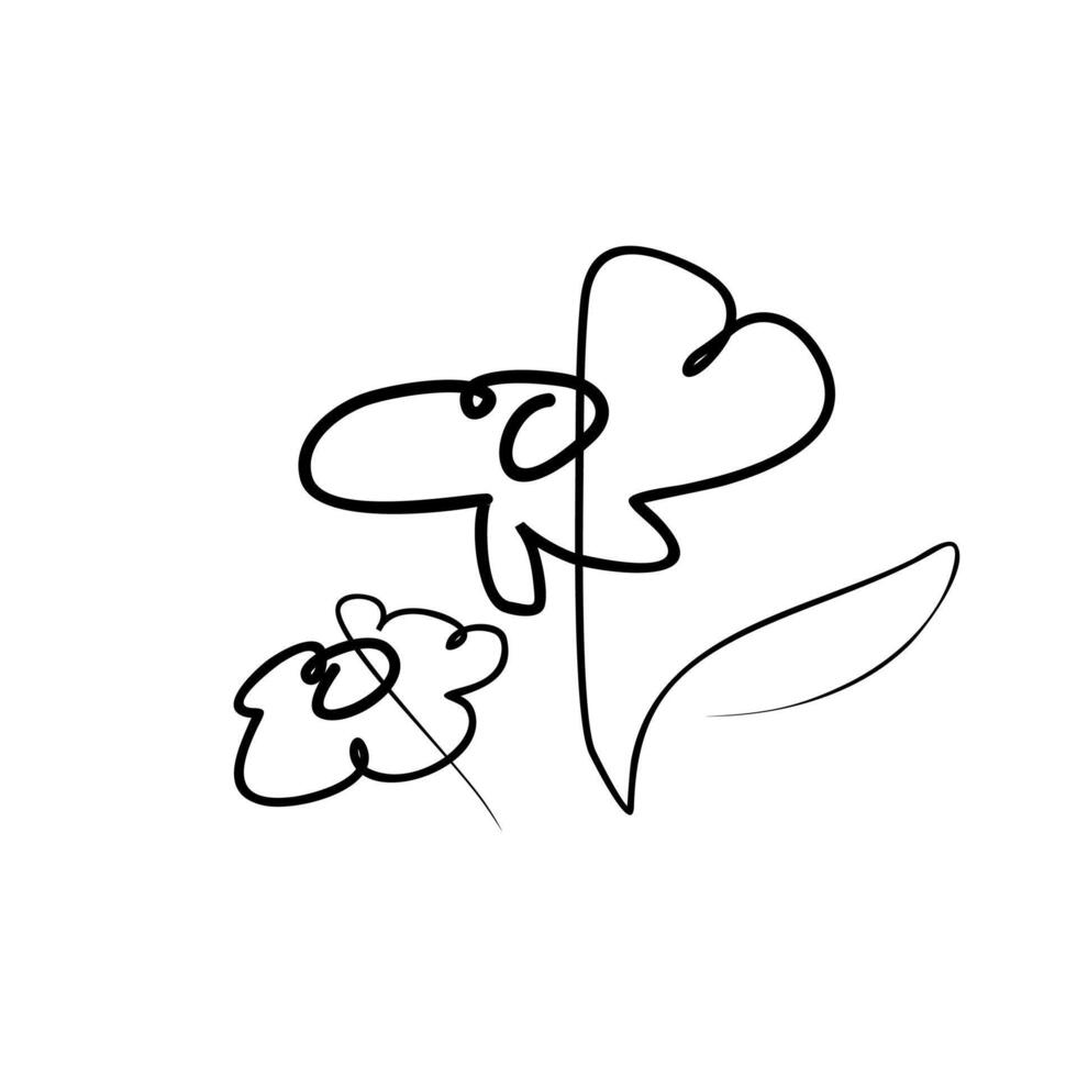 flower logo continuous one line flora stylish icon vector