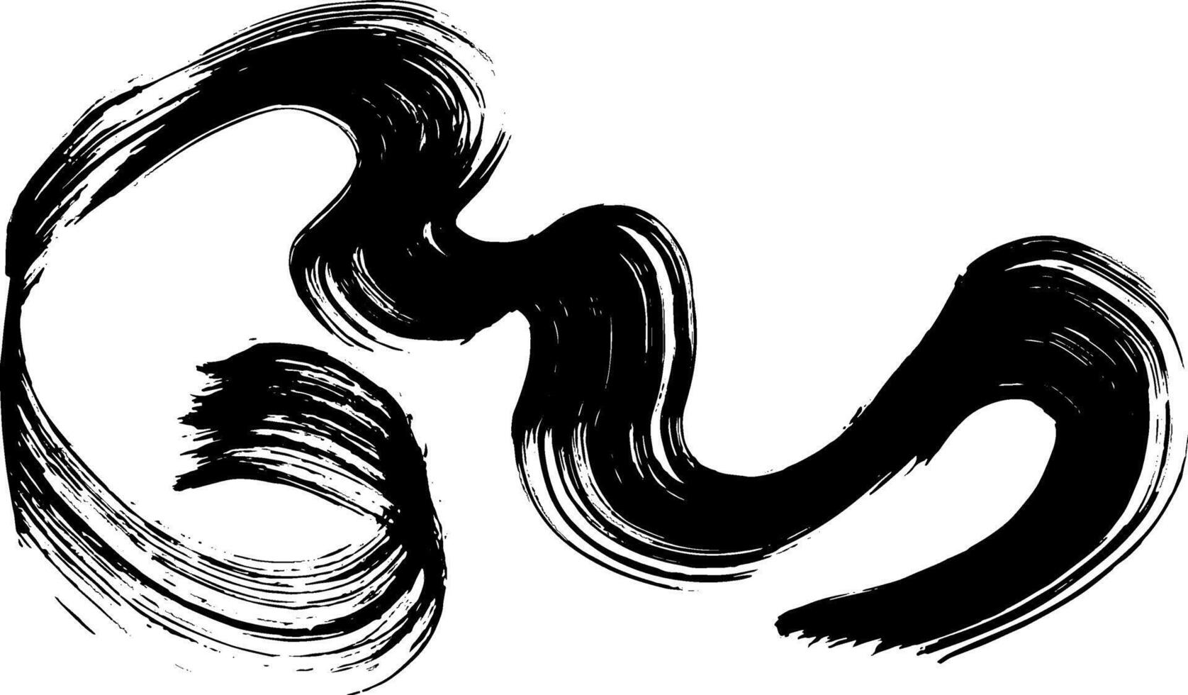 Elegant Thick Hand Drawn Brush Grunge Wave Stroke Texture vector