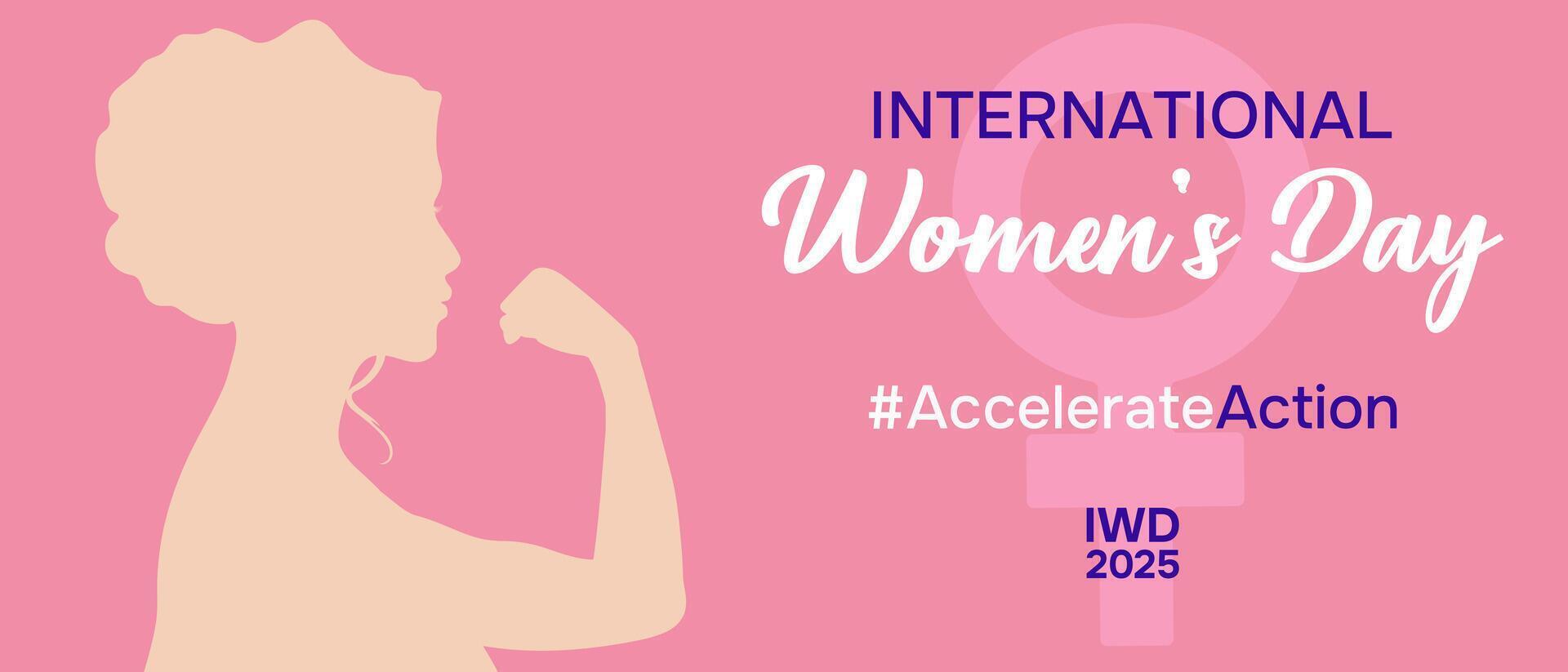 AccelerateAction banner features a strong woman. vector