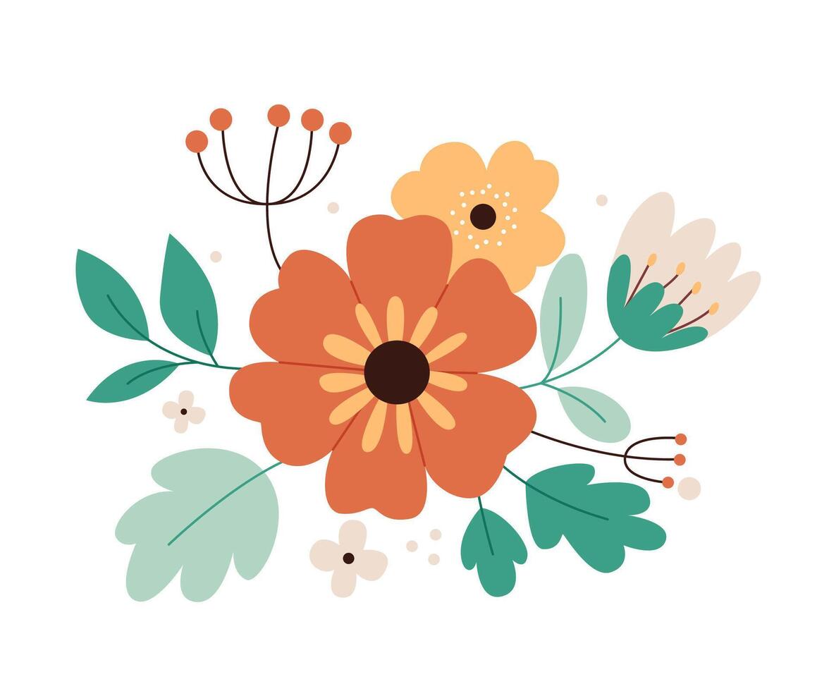 Flower composition in pastel colors. vector