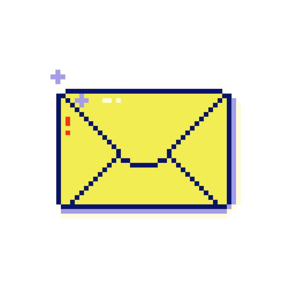 Nostalgic pixel art eight bit envelope icon. Y2k retro 90s vaporwave style. vector