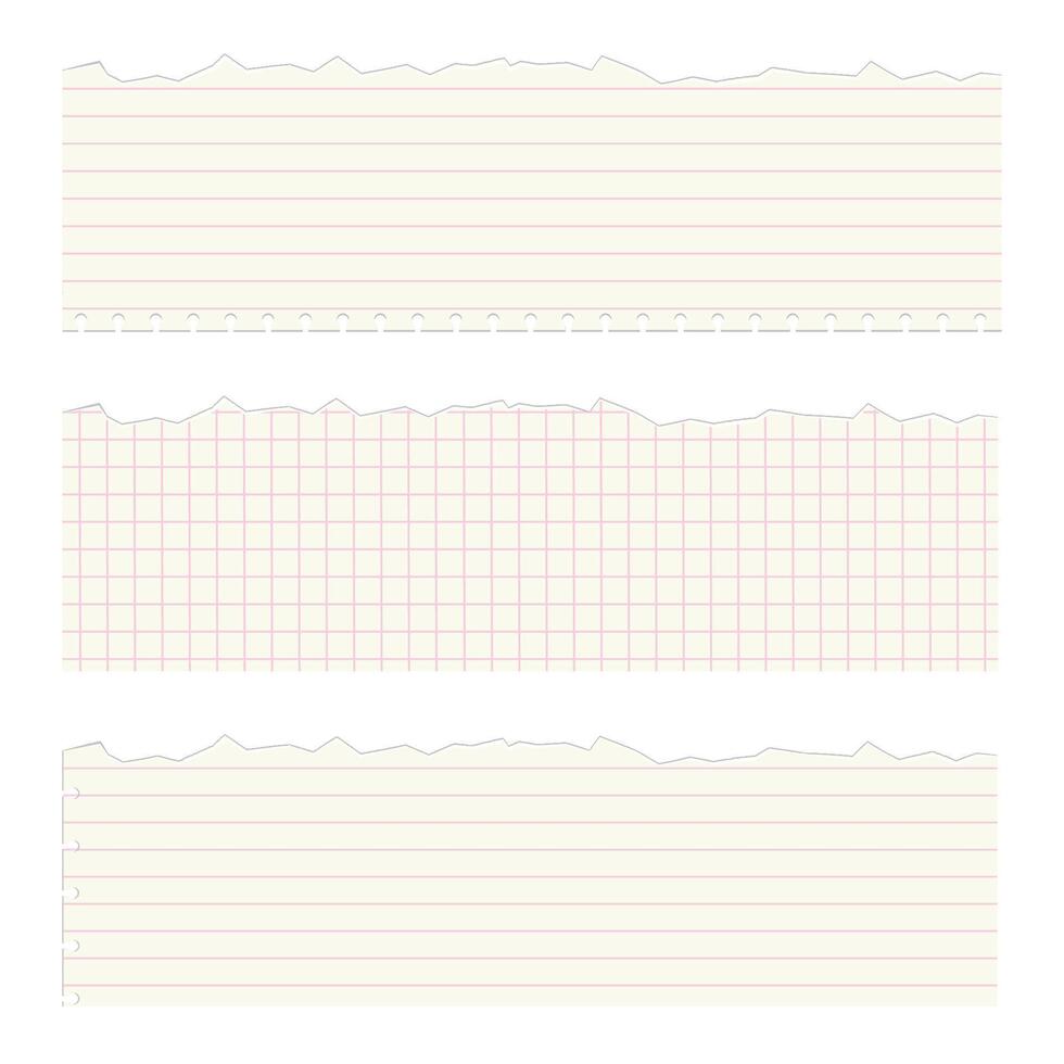 Set of beige checkered and lined torn paper pieces with different shapes and sizes. Modern grunge collage for contemporary art style. Brutalism vertical cornered abstract shapes. vector