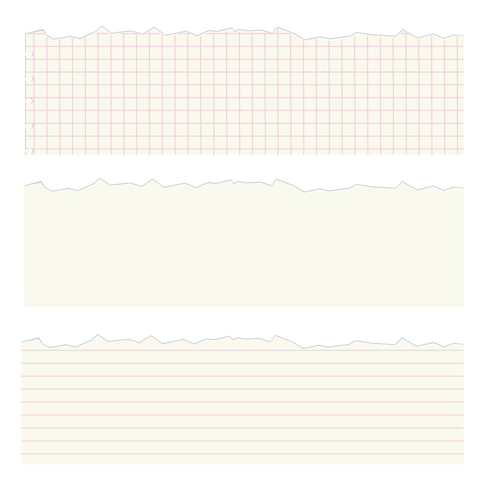 A collection of cream checkered and lined torn paper pieces with different shapes and sizes. Modern grunge collage for contemporary art style. Brutalism vertical cornered abstract shapes. vector