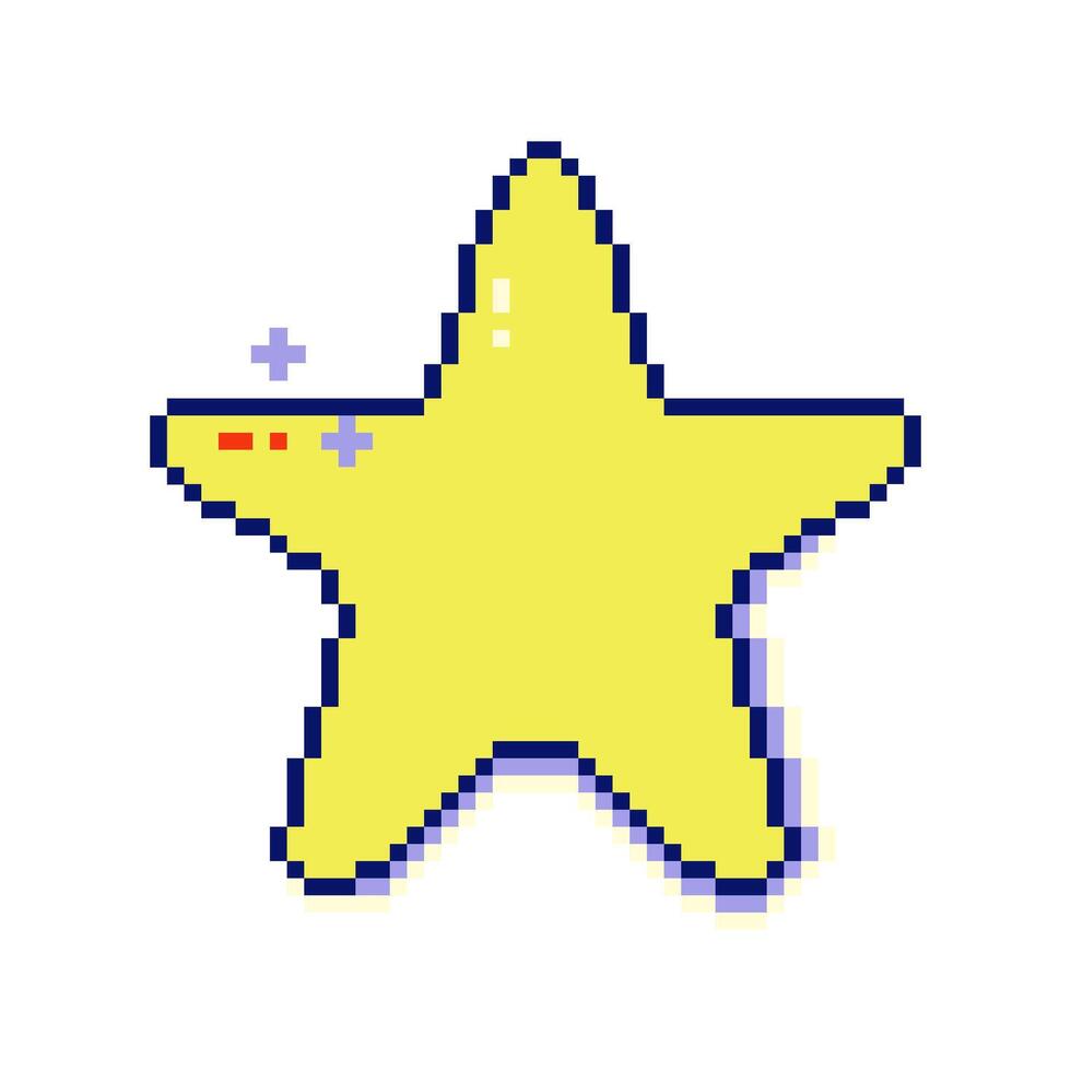 Nostalgic pixel art eight bit star shape icon. Y2k retro 90s vaporwave style. vector