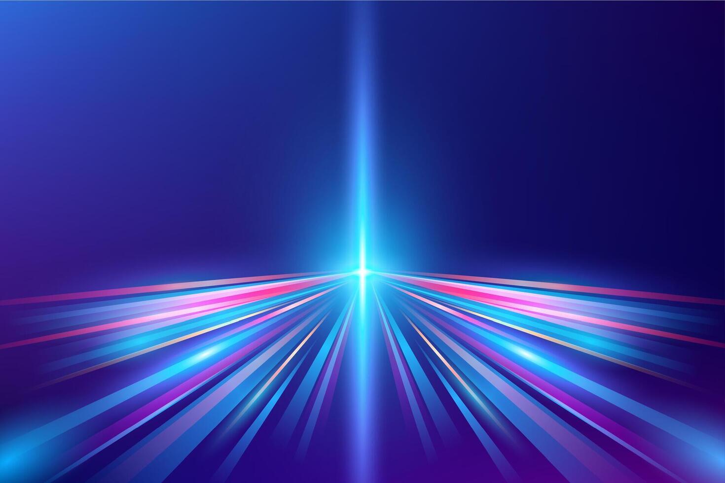 Futuristic neon speed motion rays, glowing digital background vector