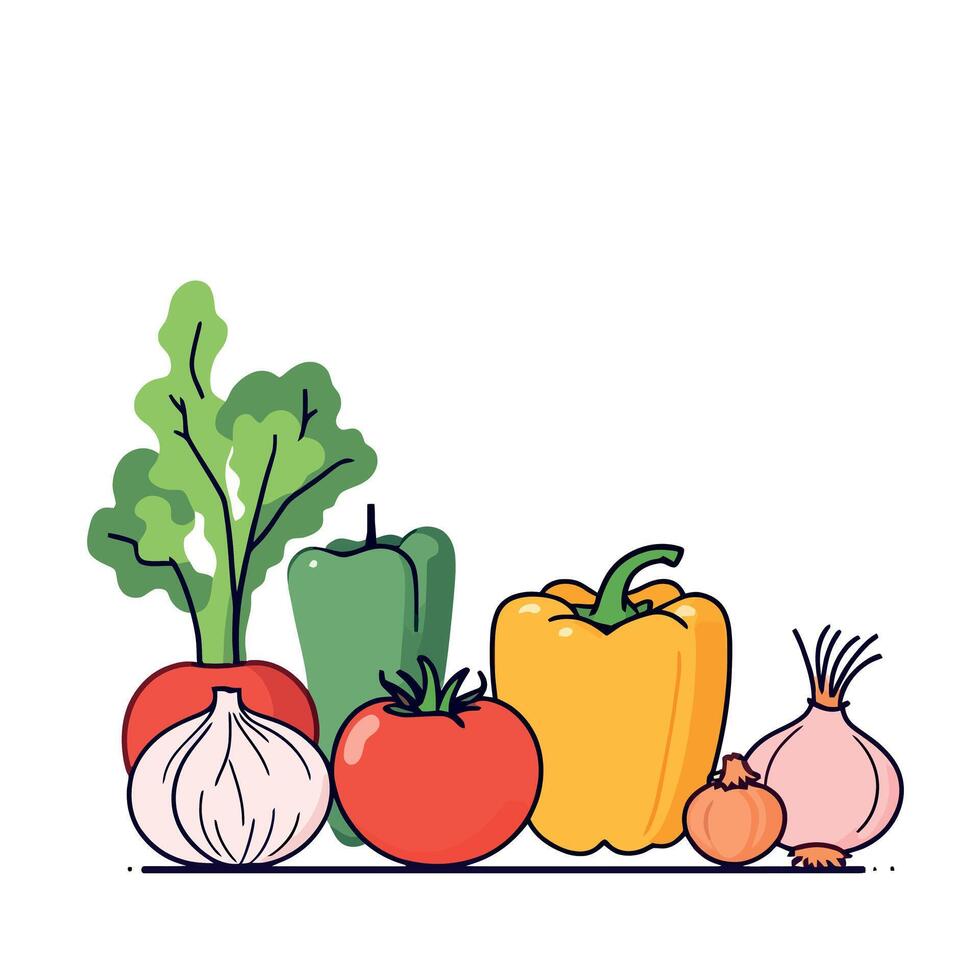 Vegetables and fruits on a white background vector