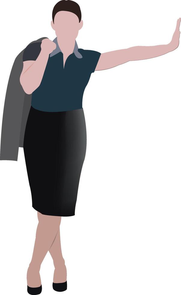 A woman in a business suit is pointing to something vector