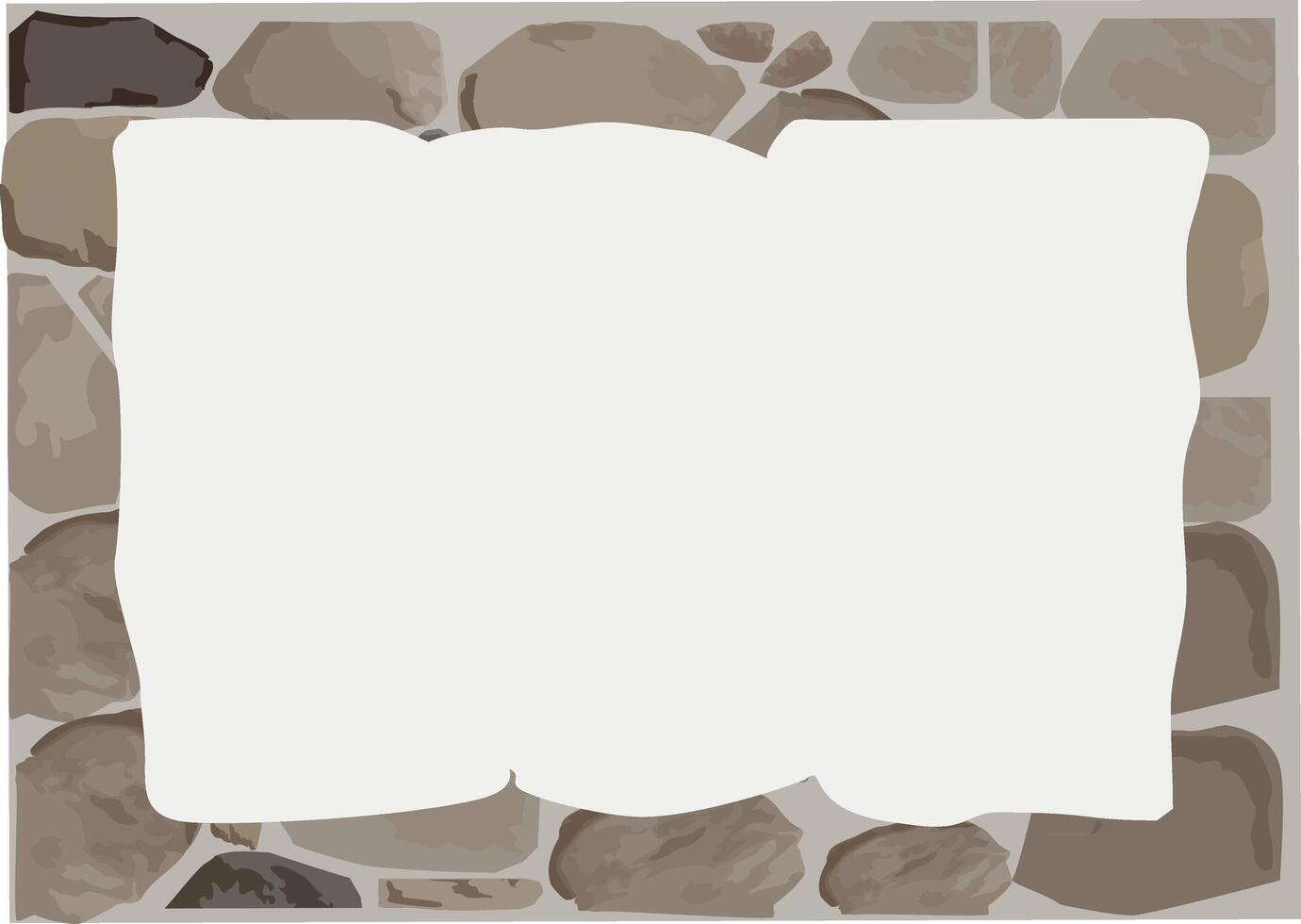 A stone wall with a blank white frame vector