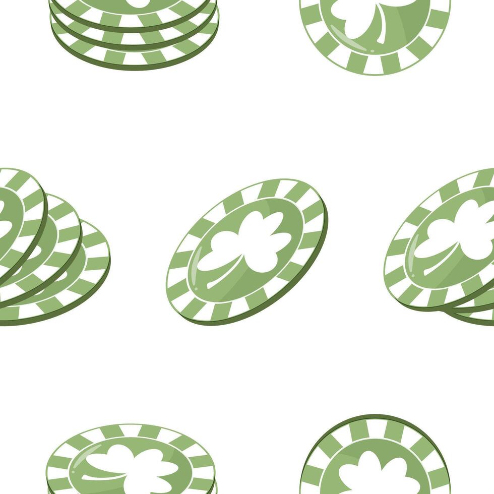 poker green pattern with assorted shamrocks for a variety of holiday designs vector