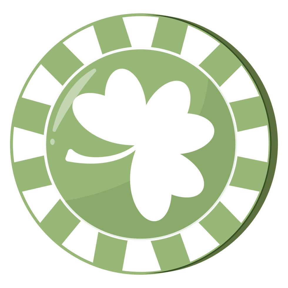round green poker chip with shamrock print for st patrick's day, for various designs and posters vector
