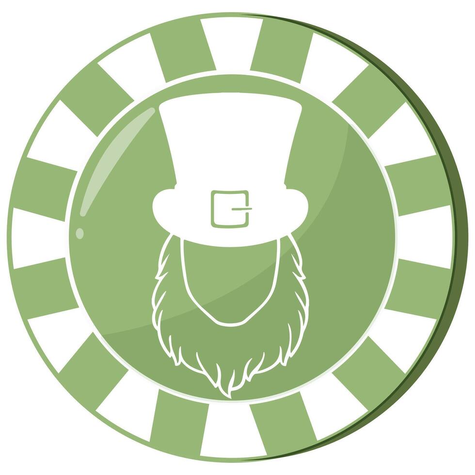 round green poker chip with a wrinkled leprechaun's face for St. Patrick's Day, for a variety of designs and posters vector