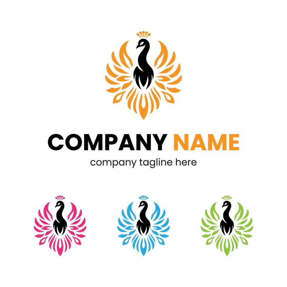 A bird logo with colorful wings and feathers vector