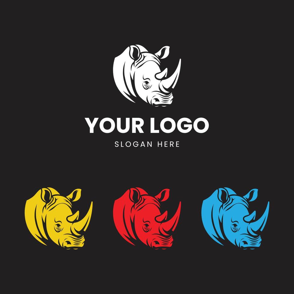 Rhino head logo design template vector