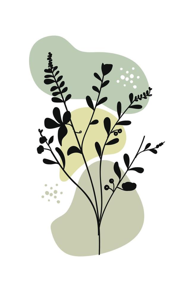 Botanical leaves with tones hand drawn. illustration vector