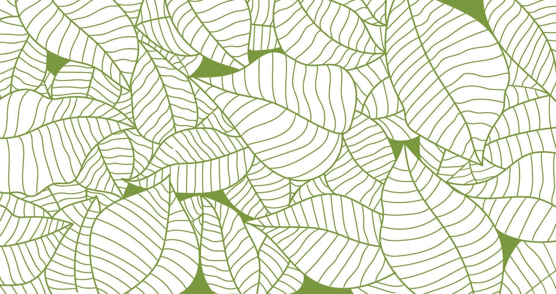 Botanical leaf wallpaper . Nature pattern in green isolated on white background. illustration. vector
