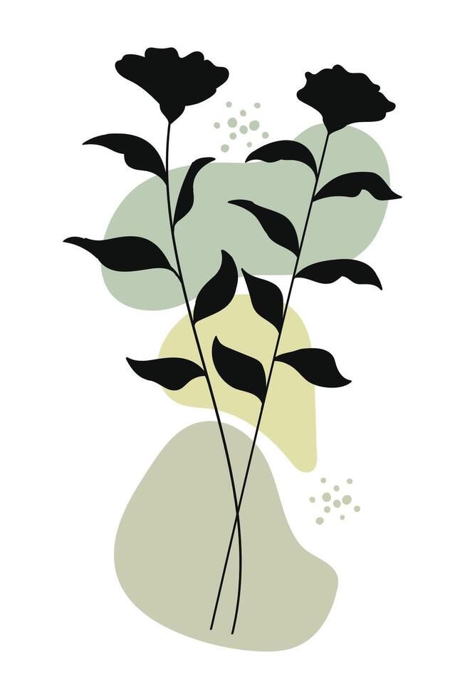 Contemporary botanical plant hand-drawn. vector