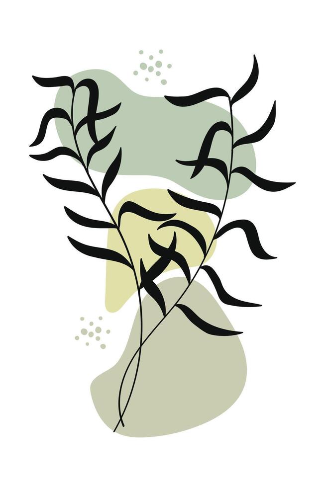 Abstract botanical leaves with tones hand drawn. vector