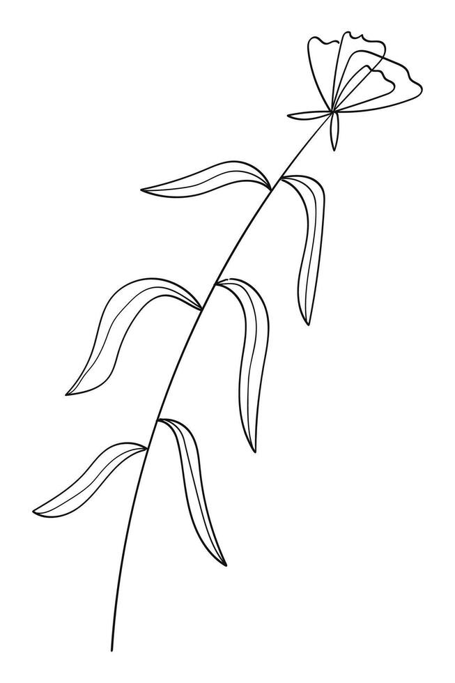 Tree branch with leaves . illustration. vector