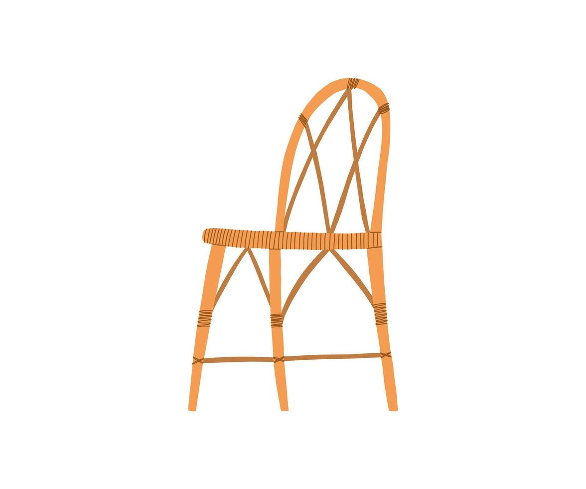 Rattan chair in a flat style. Rest, furniture, hand drawnillustration. vector