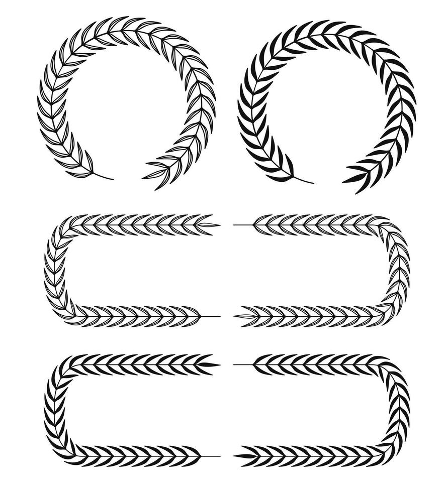 Botanical Wreath and Rectangle Frame Leaves Ornament. Collection vector