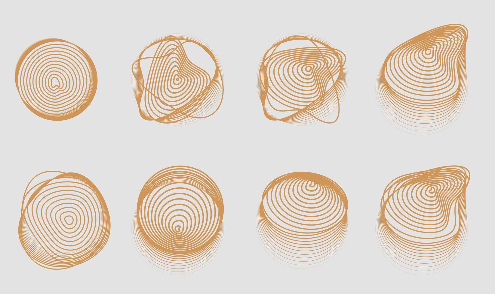 Abstract brown timber blended shapes with a vintage aesthetic, featuring smooth geometric lines and organic forms. illustration. vector