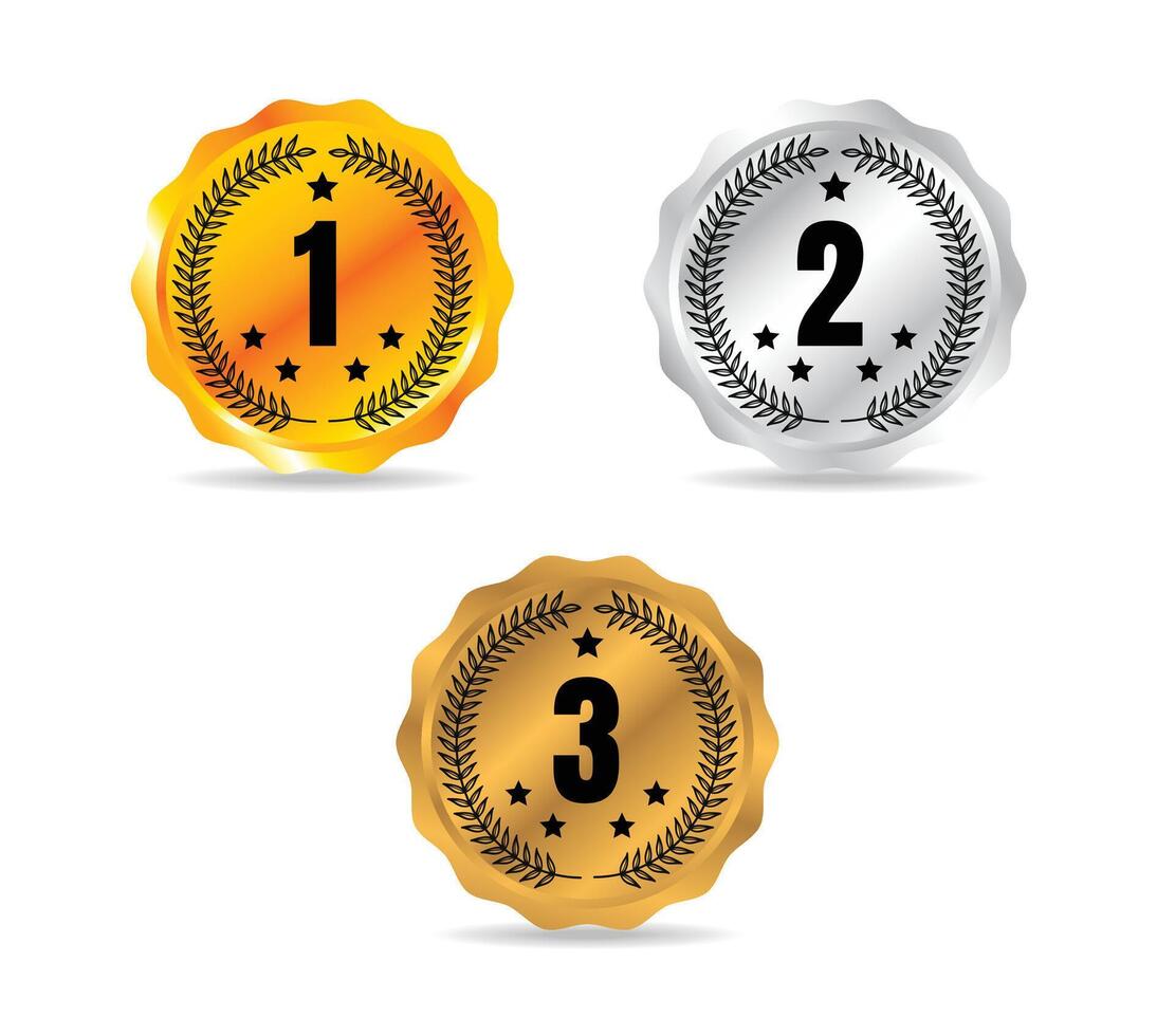 Award Badge Gold, Silver and Bronze Medals. illustration. vector