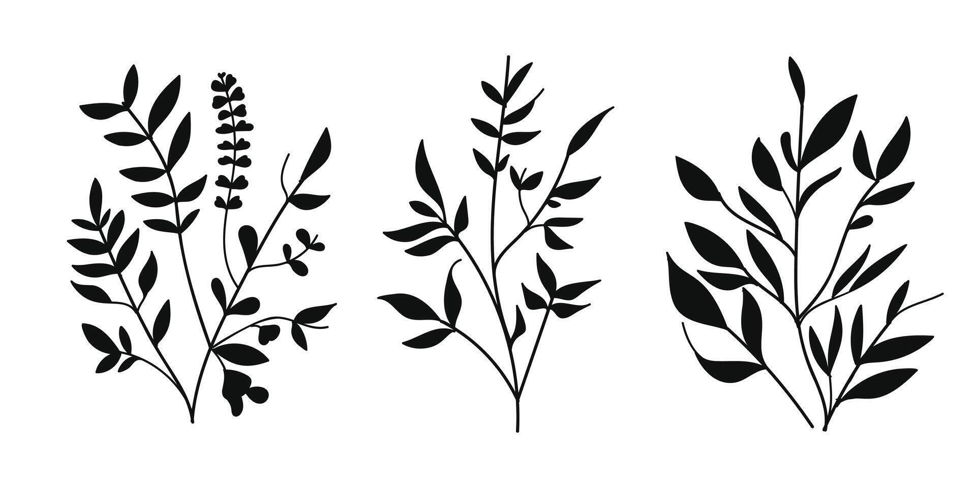 Silhouette Floral Collection for Wedding Invitations. vector