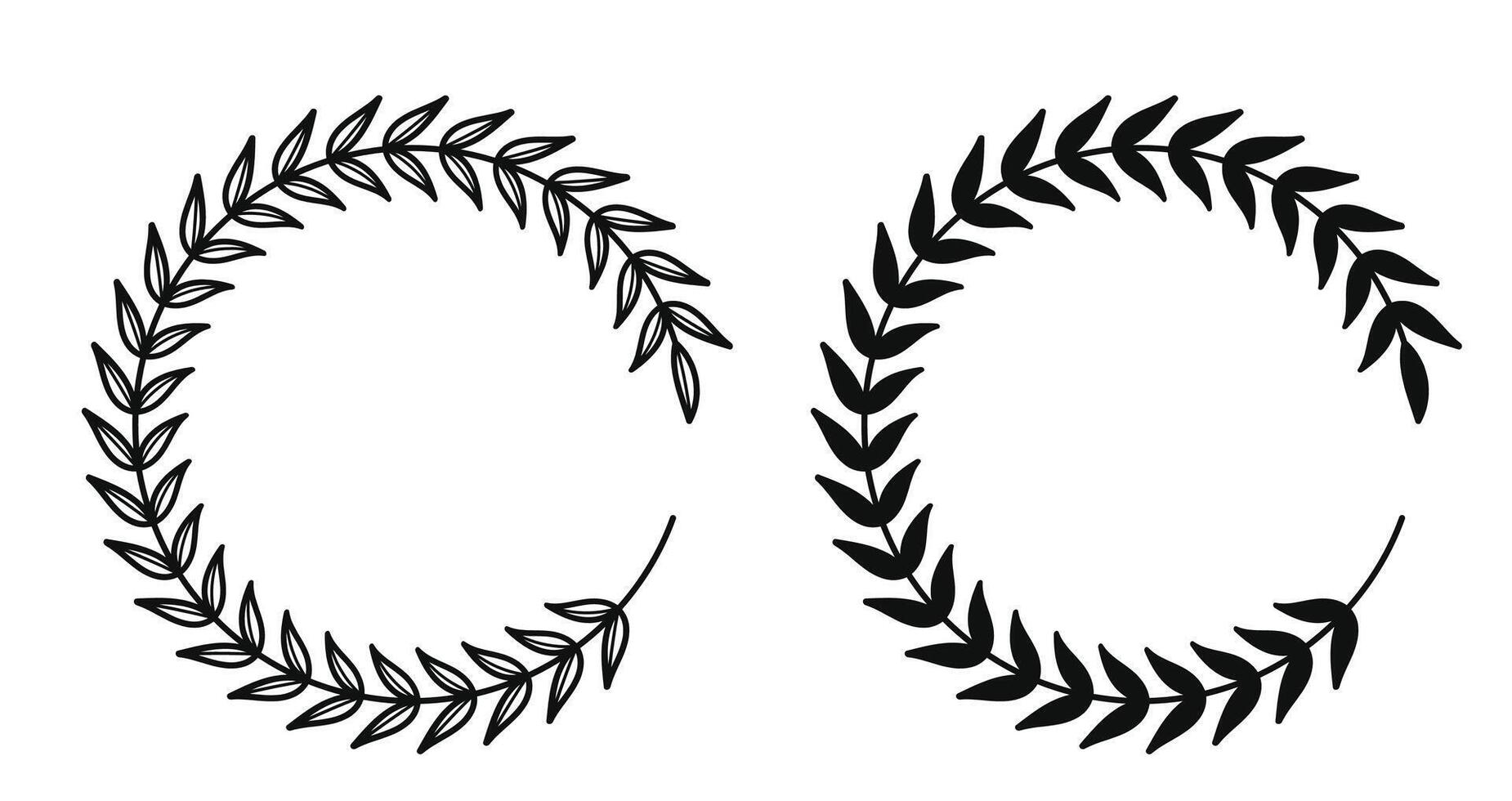 Premium Laurel Wreath Icon Set.Vintage Flat and Line set vector