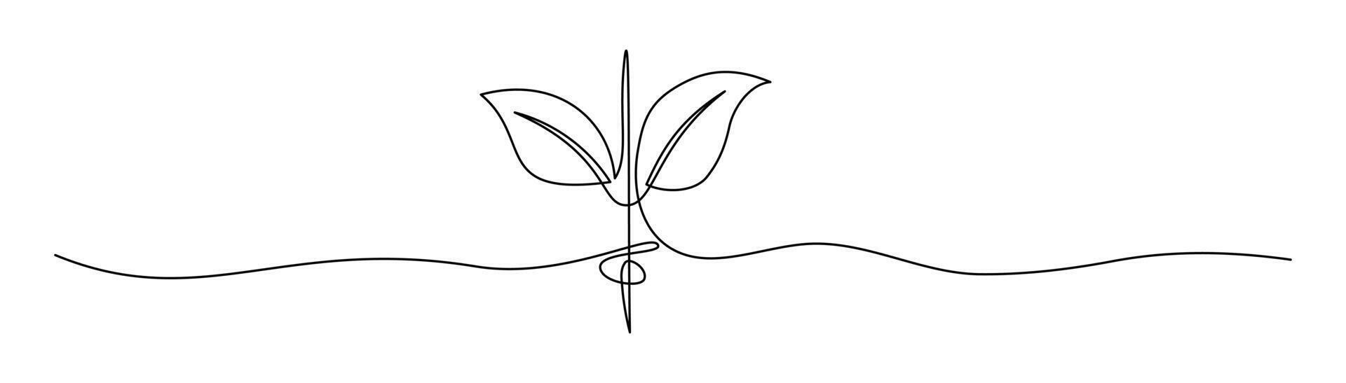 Growing Sprout One Continuous Line Art Drawing . Illustration vector
