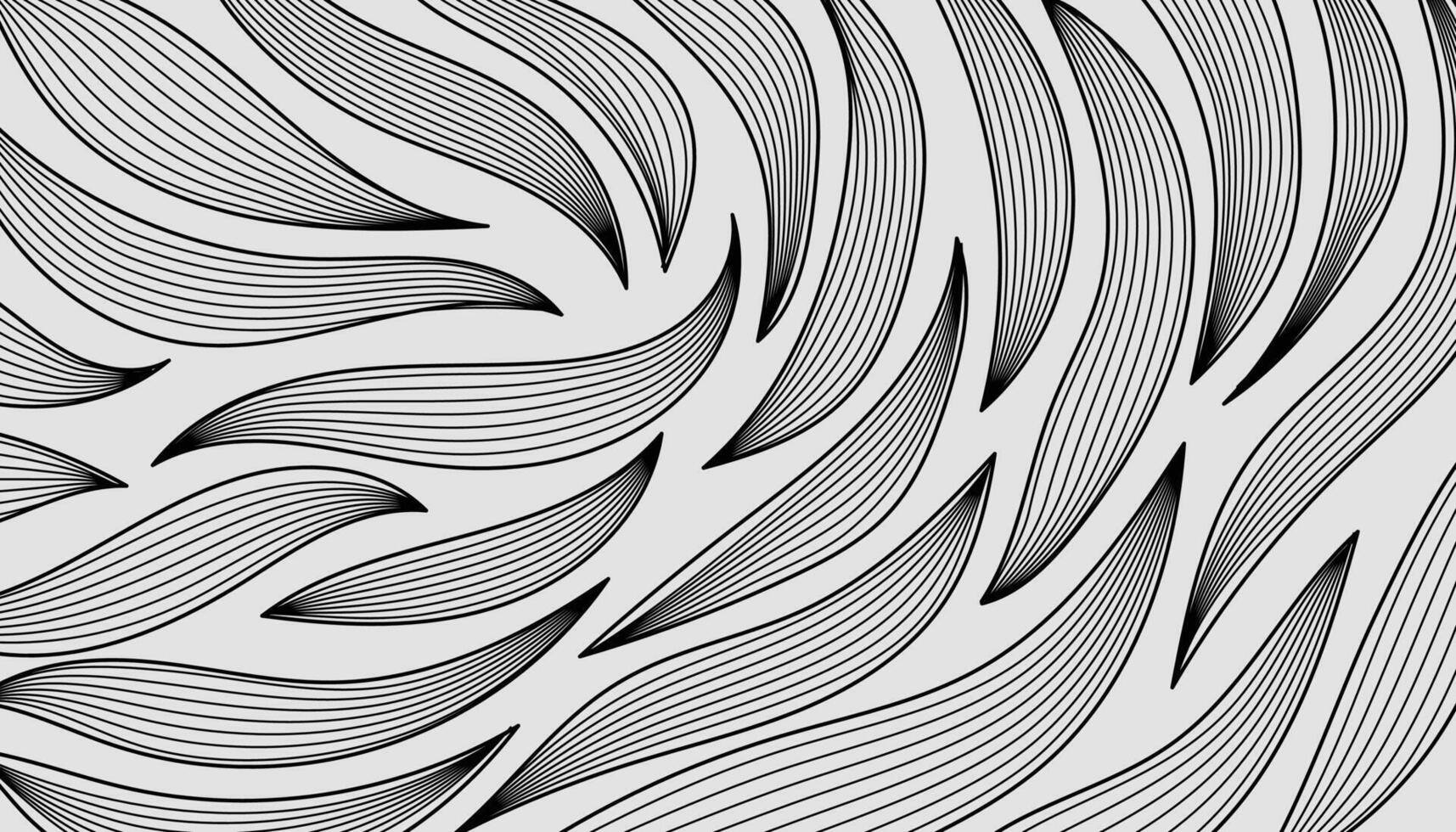 Hand drawn floral minimal leaves line art style isolated on gray background. illustration. vector