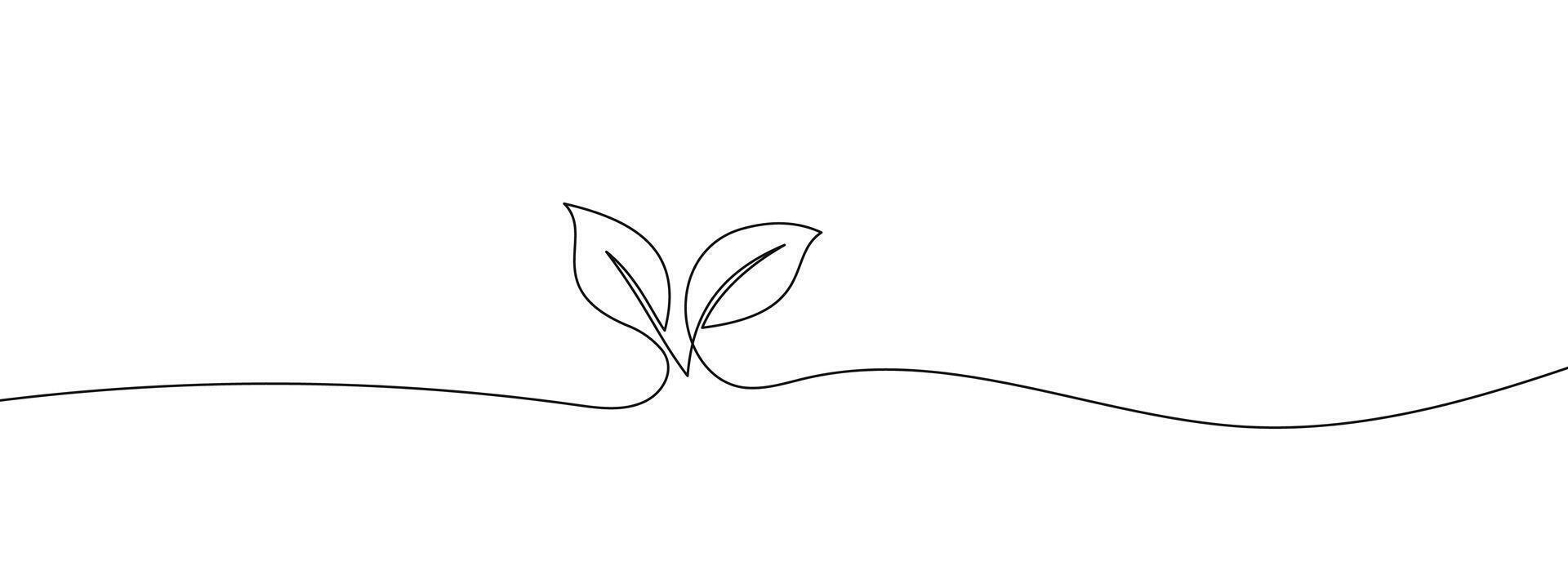 Growing Sprout One Line Art . Hand drawing Illustration vector