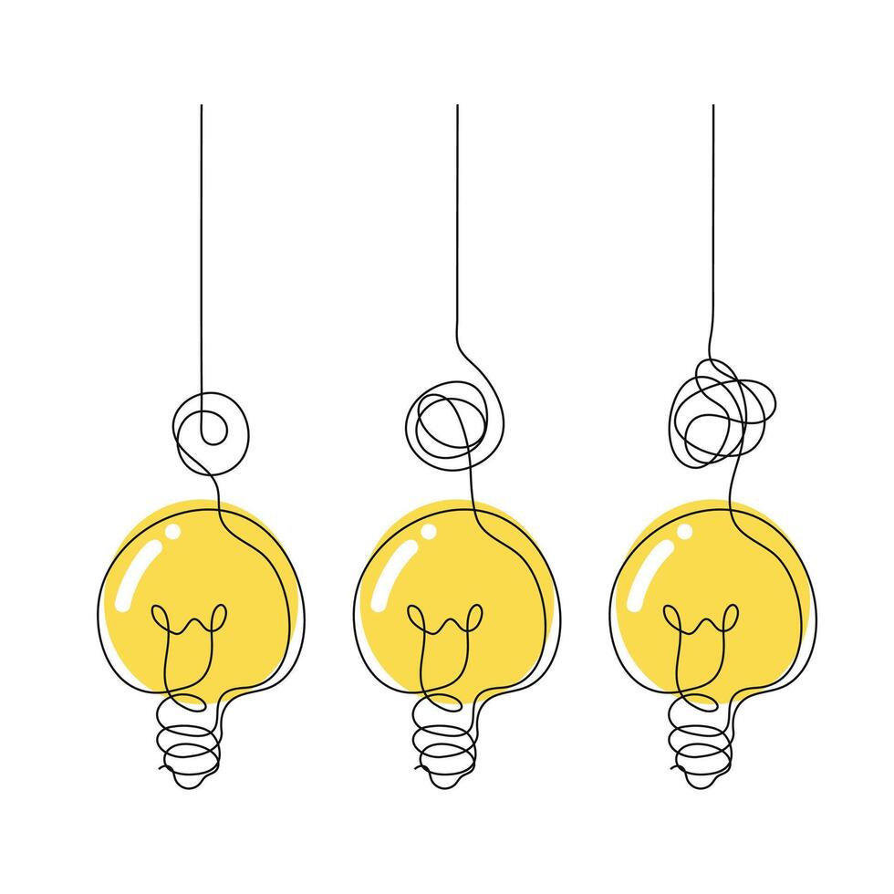 Creative Light Bulb Idea Concept, Minimalist Line Art Innovation Design. Illustration. vector
