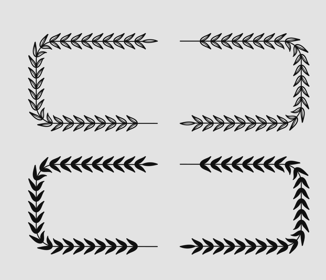 Rectangle botanical leaves laurel collection.Wedding invitation frame . vector