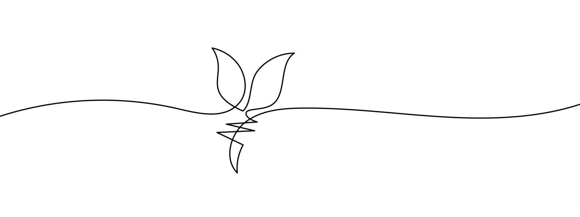 Sustainable Agriculture Row of Sprouts One Line Art. Illustration. vector