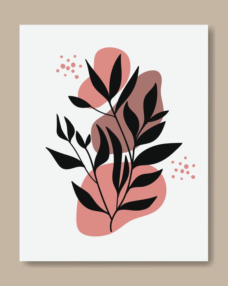 Aesthetic botanical with bohemian style wall art background . illustration. vector