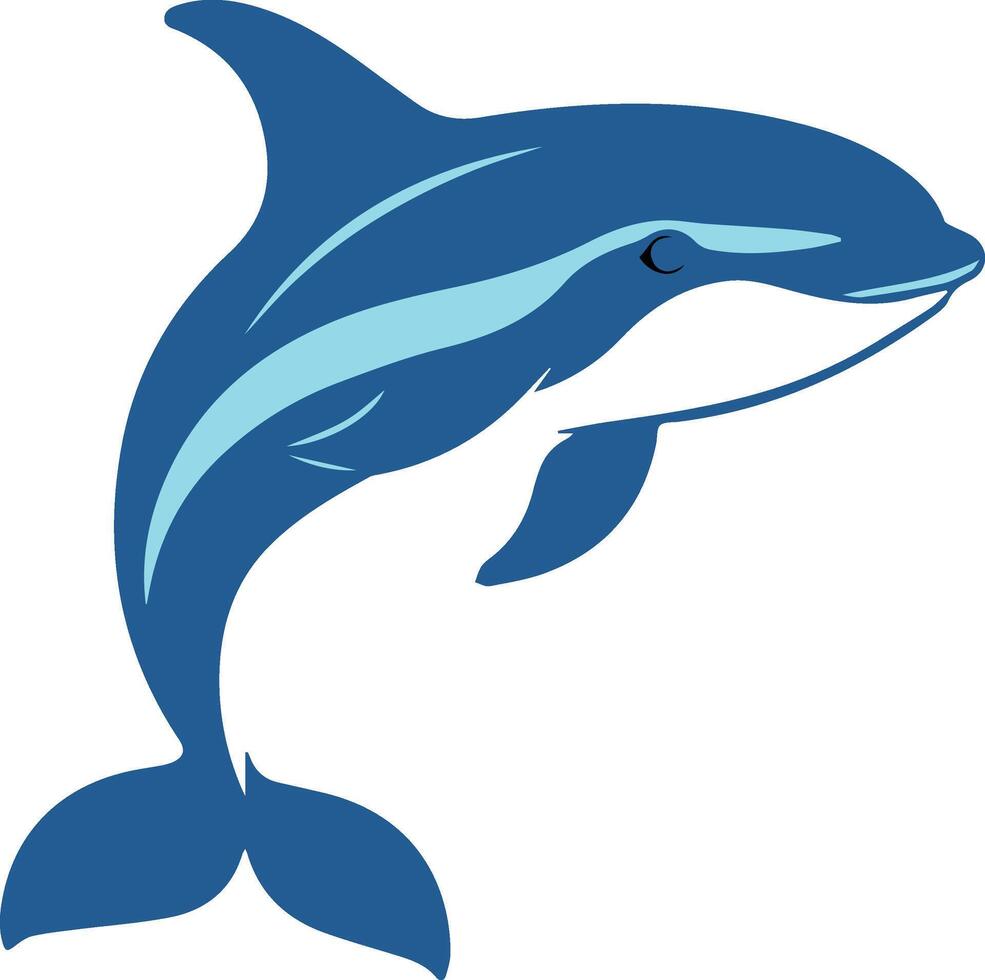 a dolphin with a blue tail and white fins vector