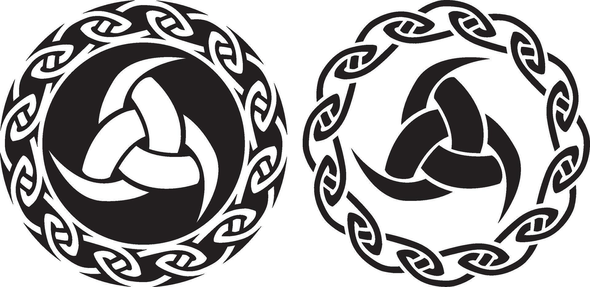 Odin Triple horn wisdom emblem symbol norse mythology ancient magic black and white isolated design vector