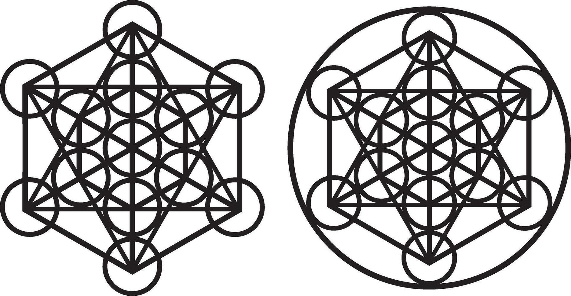 Metatron cube Sacred geometry symbol ancient magic healing grid black silhouette isolated shape design vector