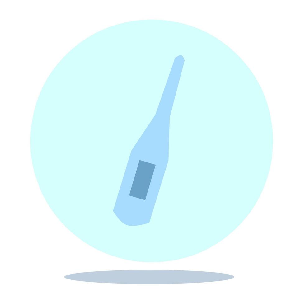 Flat Design Style Thermometer icon. Glass medical digital thermometer for fever measurement diagnostic. Simple pictogram for medical healthcare illustration design on blue and white background. vector