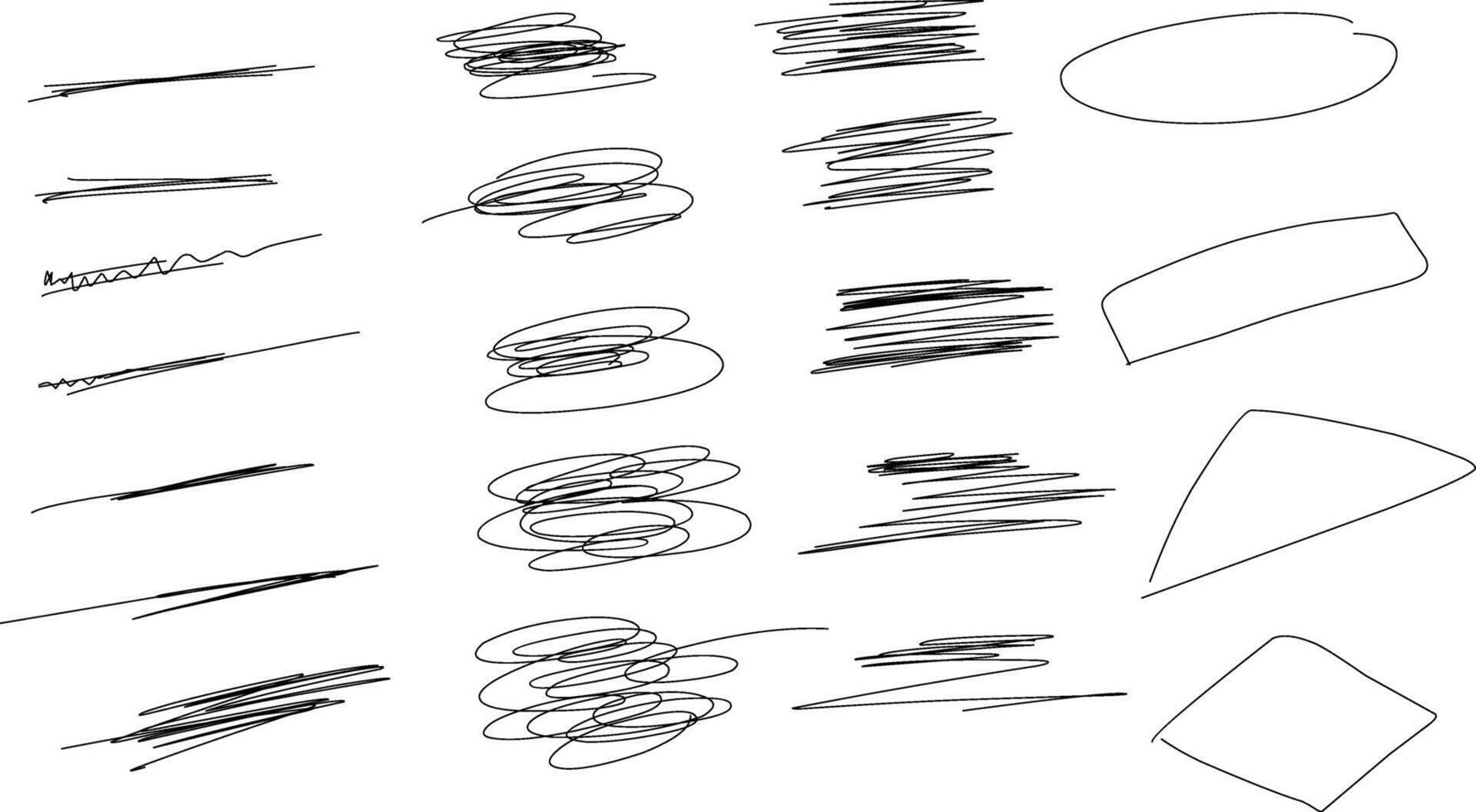 a set of different types of scribbles and lines vector